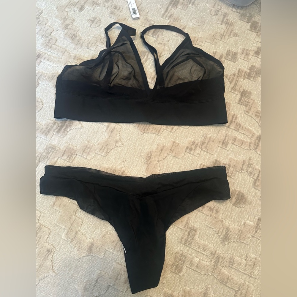 Soma Black Sheer Bralette and Panty Set